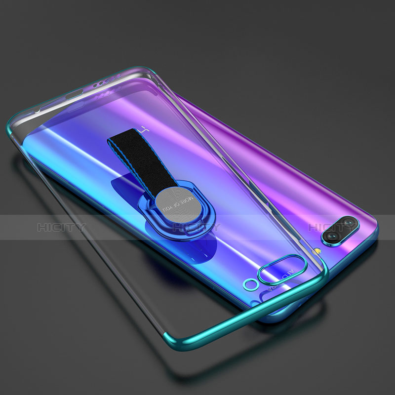 Custodia Silicone Trasparente Ultra Slim Cover Morbida con Anello Supporto per Huawei Honor 10 Verde