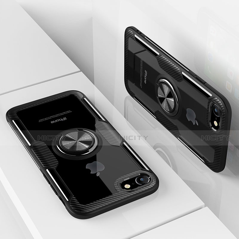 Custodia Silicone Trasparente Ultra Slim Cover Morbida con Anello Supporto R01 per Apple iPhone 6S