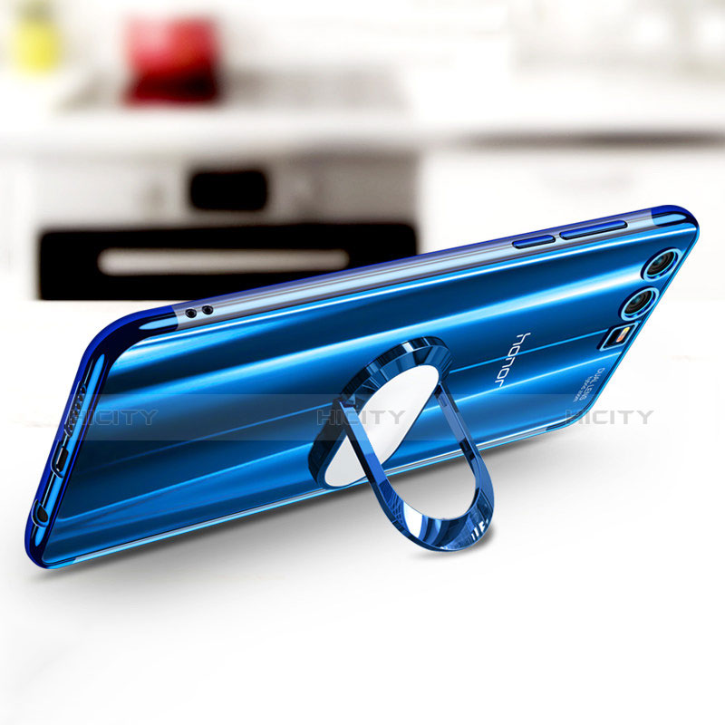 Custodia Silicone Trasparente Ultra Slim Cover Morbida con Anello Supporto S01 per Huawei Honor 9 Premium