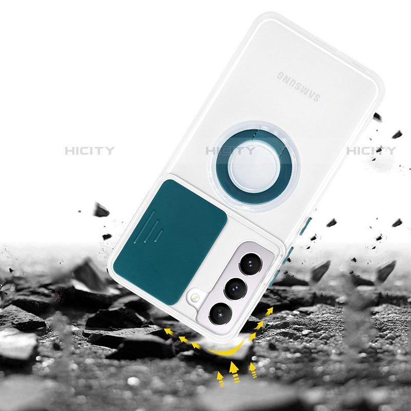 Custodia Silicone Trasparente Ultra Slim Cover Morbida con Anello Supporto S01 per Samsung Galaxy S21 FE 5G