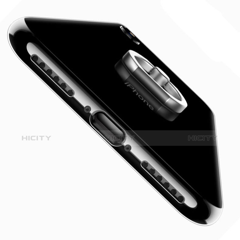 Custodia Silicone Trasparente Ultra Slim Cover Morbida con Anello Supporto V01 per Apple iPhone X