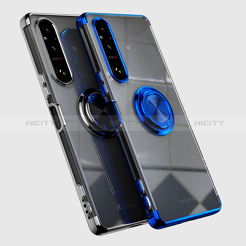 Custodia Silicone Trasparente Ultra Slim Cover Morbida con Magnetico Anello Supporto AN1 per Sony Xperia 1 V