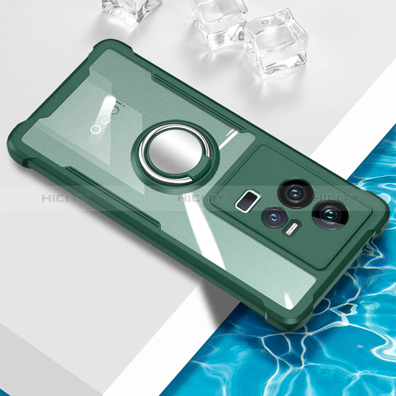 Custodia Silicone Trasparente Ultra Slim Cover Morbida con Magnetico Anello Supporto BH1 per Vivo iQOO 11 Pro 5G
