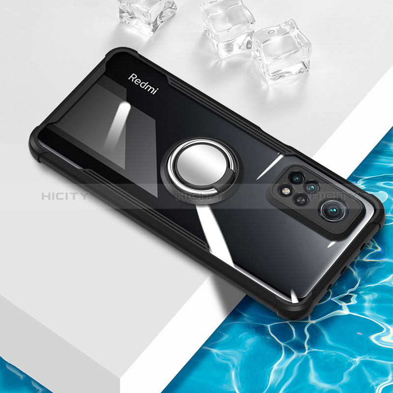 Custodia Silicone Trasparente Ultra Slim Cover Morbida con Magnetico Anello Supporto BH1 per Xiaomi Mi 10T 5G Nero