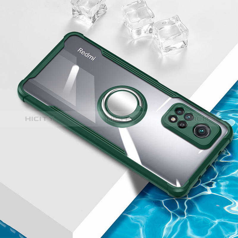 Custodia Silicone Trasparente Ultra Slim Cover Morbida con Magnetico Anello Supporto BH1 per Xiaomi Mi 10T 5G Verde