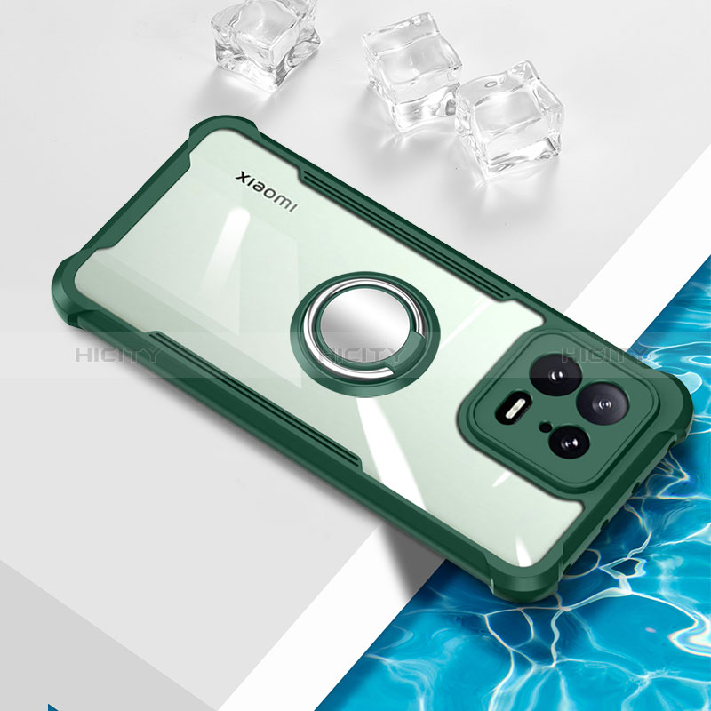Custodia Silicone Trasparente Ultra Slim Cover Morbida con Magnetico Anello Supporto BH1 per Xiaomi Mi 13 5G