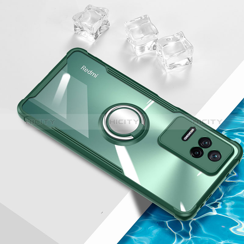 Custodia Silicone Trasparente Ultra Slim Cover Morbida con Magnetico Anello Supporto BH1 per Xiaomi Redmi K50 5G
