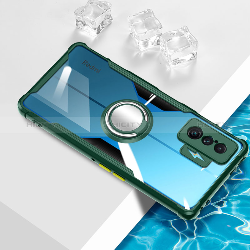 Custodia Silicone Trasparente Ultra Slim Cover Morbida con Magnetico Anello Supporto BH1 per Xiaomi Redmi K50 Gaming 5G