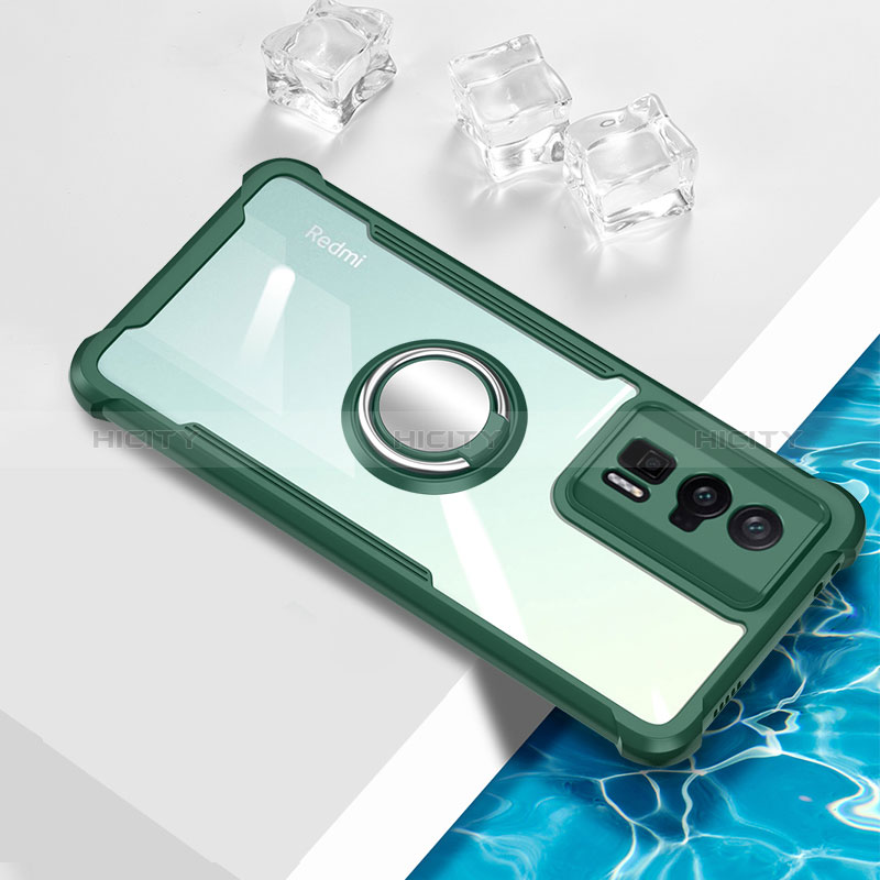 Custodia Silicone Trasparente Ultra Slim Cover Morbida con Magnetico Anello Supporto BH1 per Xiaomi Redmi K60 Pro 5G Verde