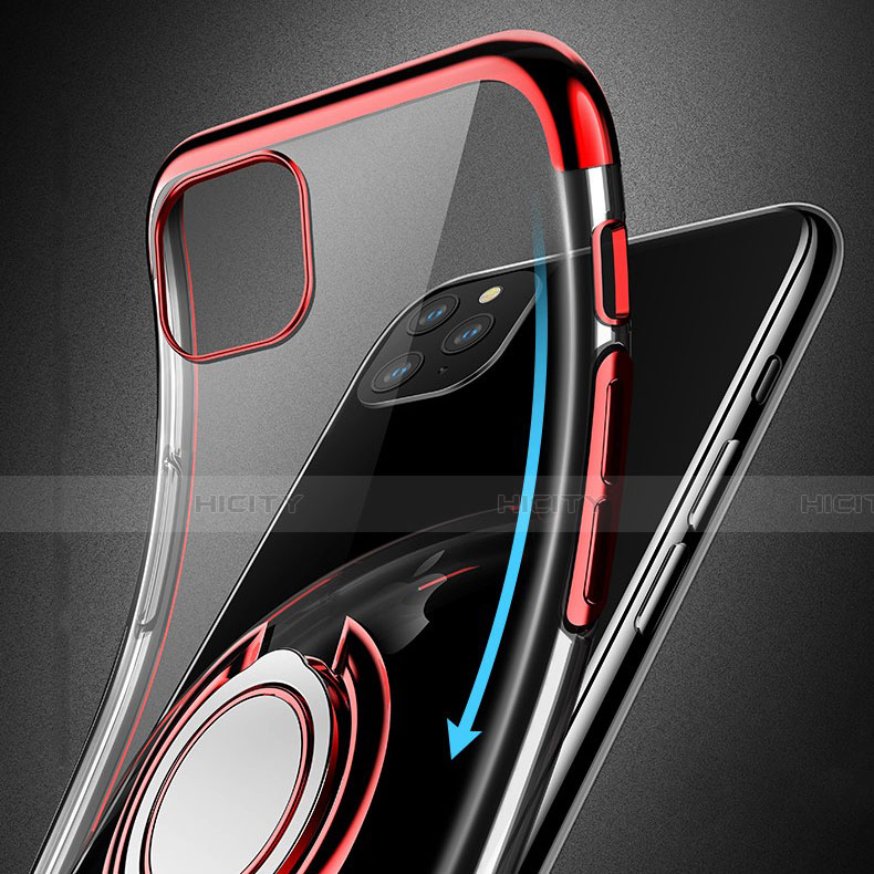 Custodia Silicone Trasparente Ultra Slim Cover Morbida con Magnetico Anello Supporto C01 per Apple iPhone 11 Pro