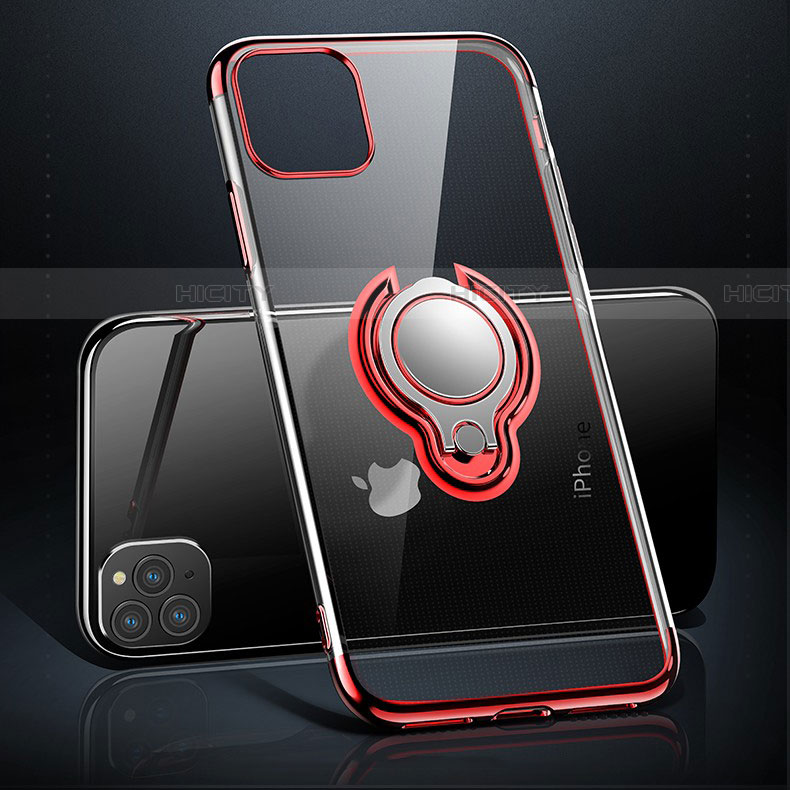 Custodia Silicone Trasparente Ultra Slim Cover Morbida con Magnetico Anello Supporto C01 per Apple iPhone 11 Pro Max