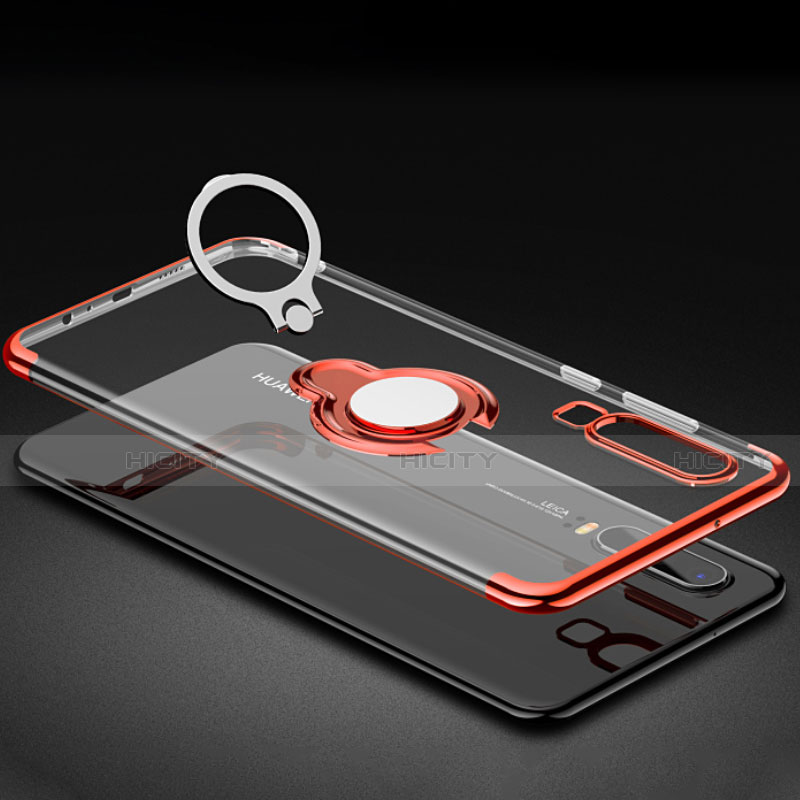 Custodia Silicone Trasparente Ultra Slim Cover Morbida con Magnetico Anello Supporto C01 per Huawei P30