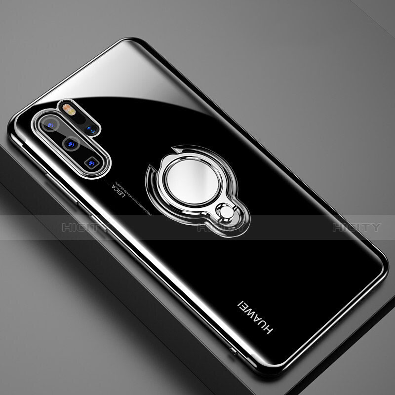 Custodia Silicone Trasparente Ultra Slim Cover Morbida con Magnetico Anello Supporto C01 per Huawei P30 Pro