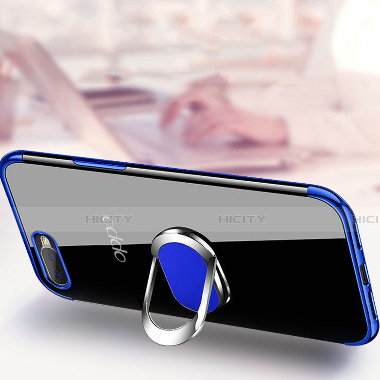 Custodia Silicone Trasparente Ultra Slim Cover Morbida con Magnetico Anello Supporto C01 per Oppo K1