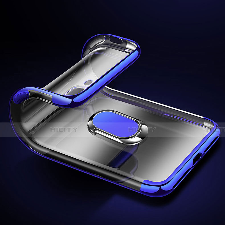 Custodia Silicone Trasparente Ultra Slim Cover Morbida con Magnetico Anello Supporto C01 per Oppo R17 Neo