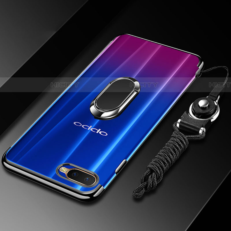 Custodia Silicone Trasparente Ultra Slim Cover Morbida con Magnetico Anello Supporto C01 per Oppo RX17 Neo