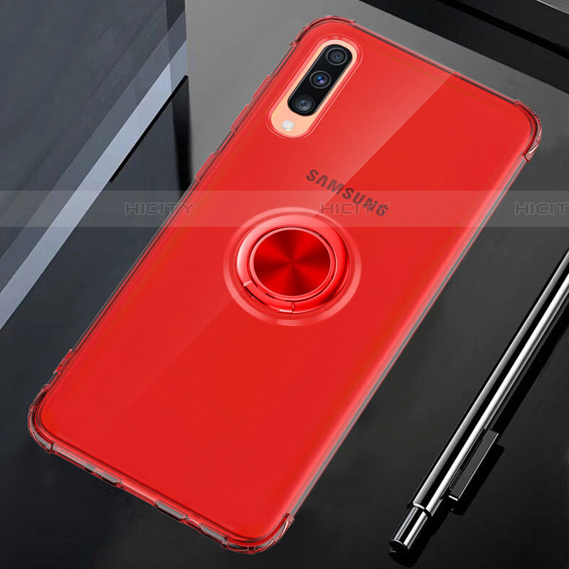 Custodia Silicone Trasparente Ultra Slim Cover Morbida con Magnetico Anello Supporto C01 per Samsung Galaxy A70