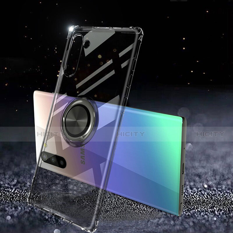 Custodia Silicone Trasparente Ultra Slim Cover Morbida con Magnetico Anello Supporto C01 per Samsung Galaxy Note 10 5G