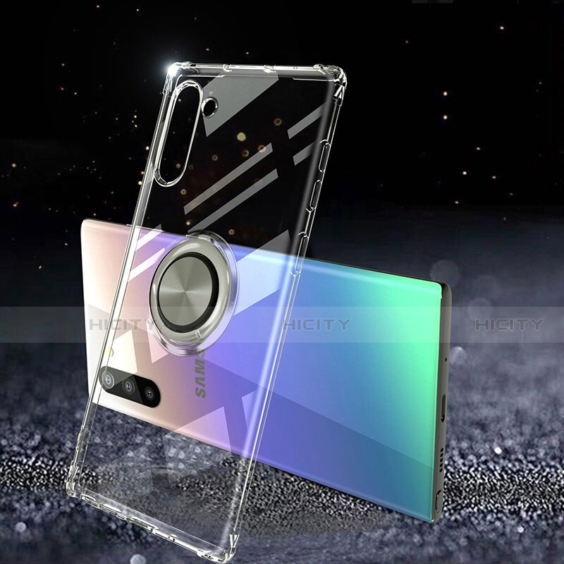 Custodia Silicone Trasparente Ultra Slim Cover Morbida con Magnetico Anello Supporto C01 per Samsung Galaxy Note 10 5G