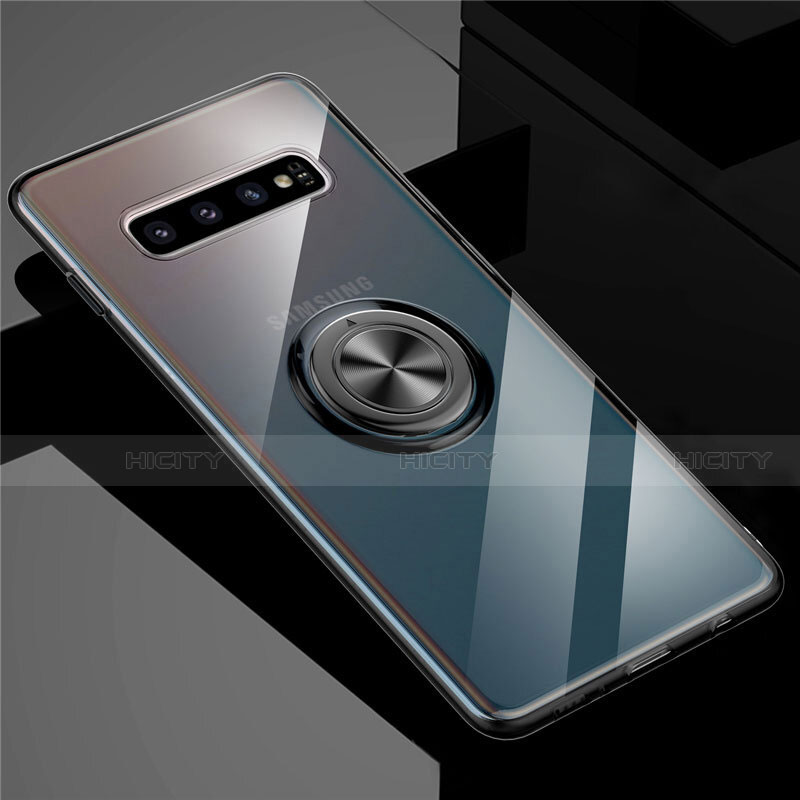 Custodia Silicone Trasparente Ultra Slim Cover Morbida con Magnetico Anello Supporto C01 per Samsung Galaxy S10