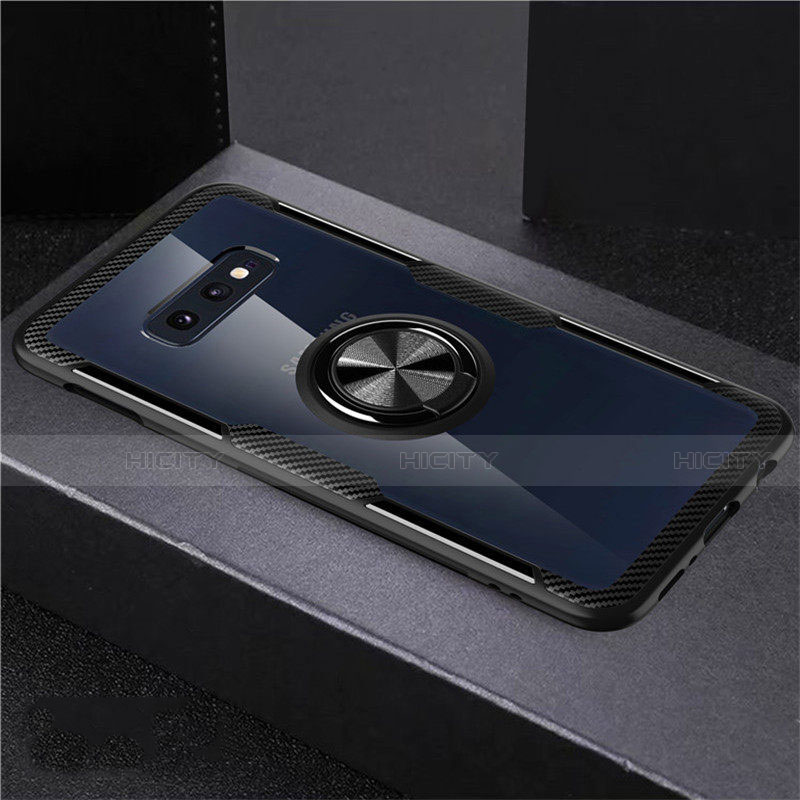 Custodia Silicone Trasparente Ultra Slim Cover Morbida con Magnetico Anello Supporto C01 per Samsung Galaxy S10e