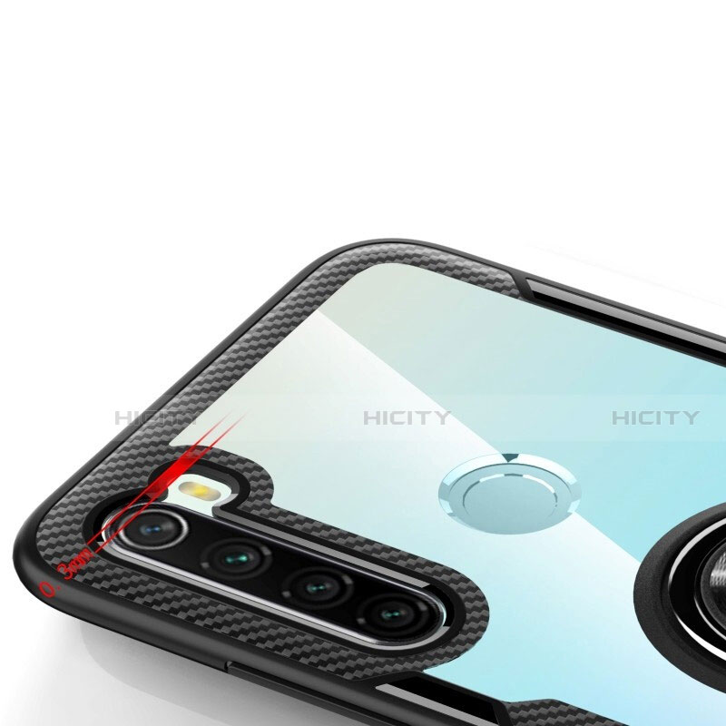 Custodia Silicone Trasparente Ultra Slim Cover Morbida con Magnetico Anello Supporto C01 per Xiaomi Redmi Note 8 (2021)