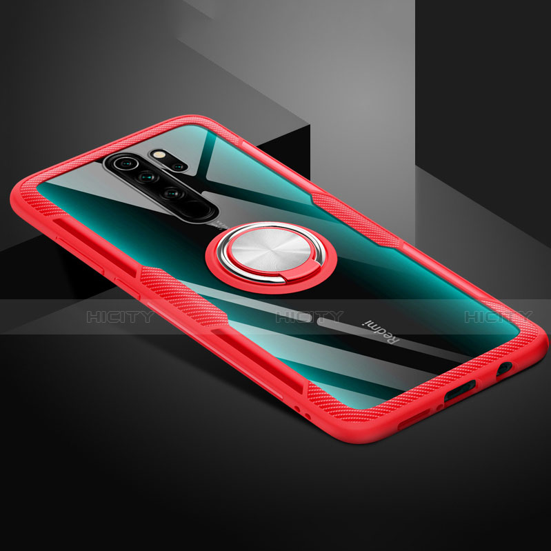Custodia Silicone Trasparente Ultra Slim Cover Morbida con Magnetico Anello Supporto C01 per Xiaomi Redmi Note 8 Pro