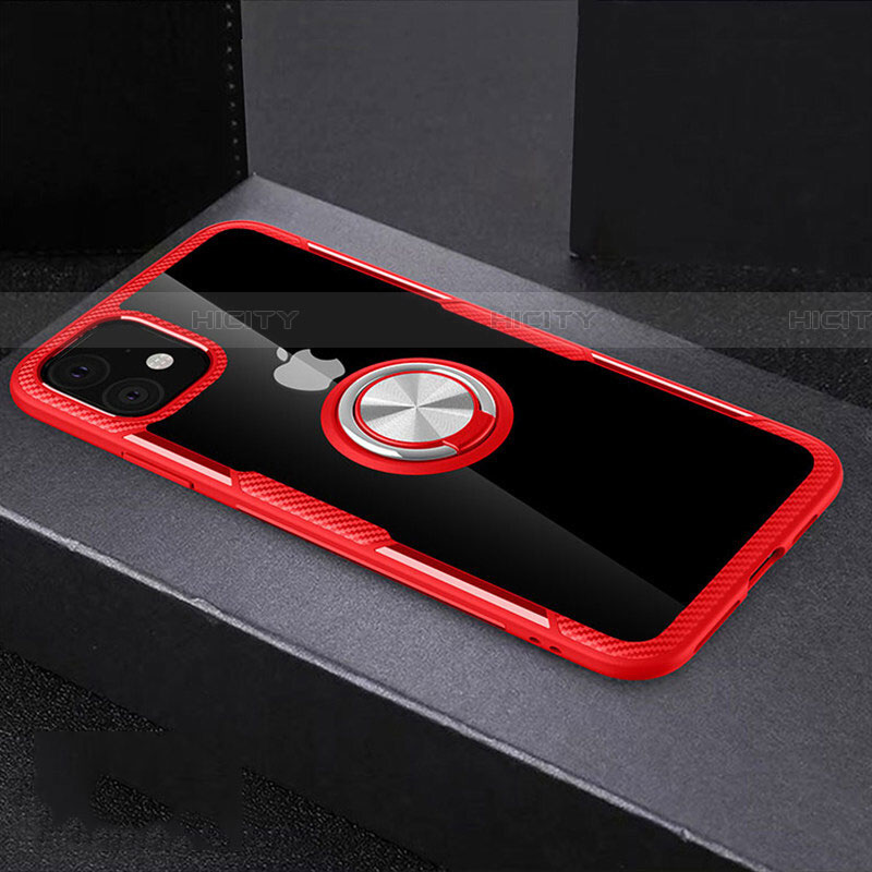 Custodia Silicone Trasparente Ultra Slim Cover Morbida con Magnetico Anello Supporto C02 per Apple iPhone 11