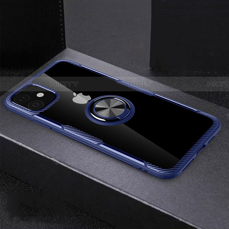 Custodia Silicone Trasparente Ultra Slim Cover Morbida con Magnetico Anello Supporto C02 per Apple iPhone 11