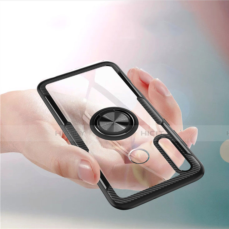 Custodia Silicone Trasparente Ultra Slim Cover Morbida con Magnetico Anello Supporto C02 per Huawei Honor 20E