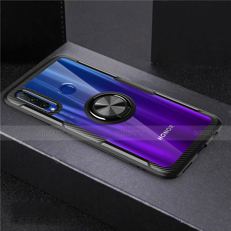 Custodia Silicone Trasparente Ultra Slim Cover Morbida con Magnetico Anello Supporto C02 per Huawei Honor 20i