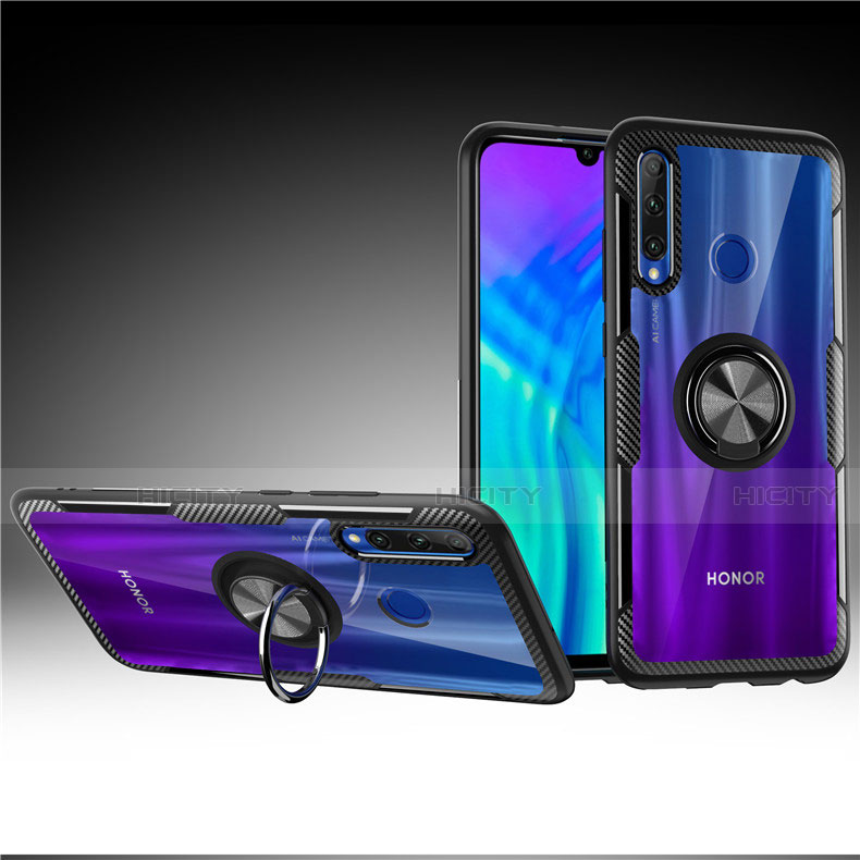 Custodia Silicone Trasparente Ultra Slim Cover Morbida con Magnetico Anello Supporto C02 per Huawei Honor 20i