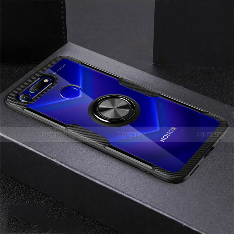 Custodia Silicone Trasparente Ultra Slim Cover Morbida con Magnetico Anello Supporto C02 per Huawei Honor V20