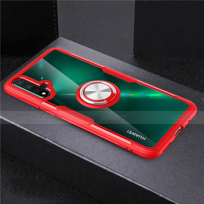 Custodia Silicone Trasparente Ultra Slim Cover Morbida con Magnetico Anello Supporto C02 per Huawei Nova 5 Pro