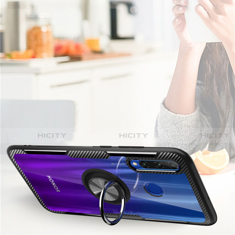 Custodia Silicone Trasparente Ultra Slim Cover Morbida con Magnetico Anello Supporto C02 per Huawei P Smart+ Plus (2019)