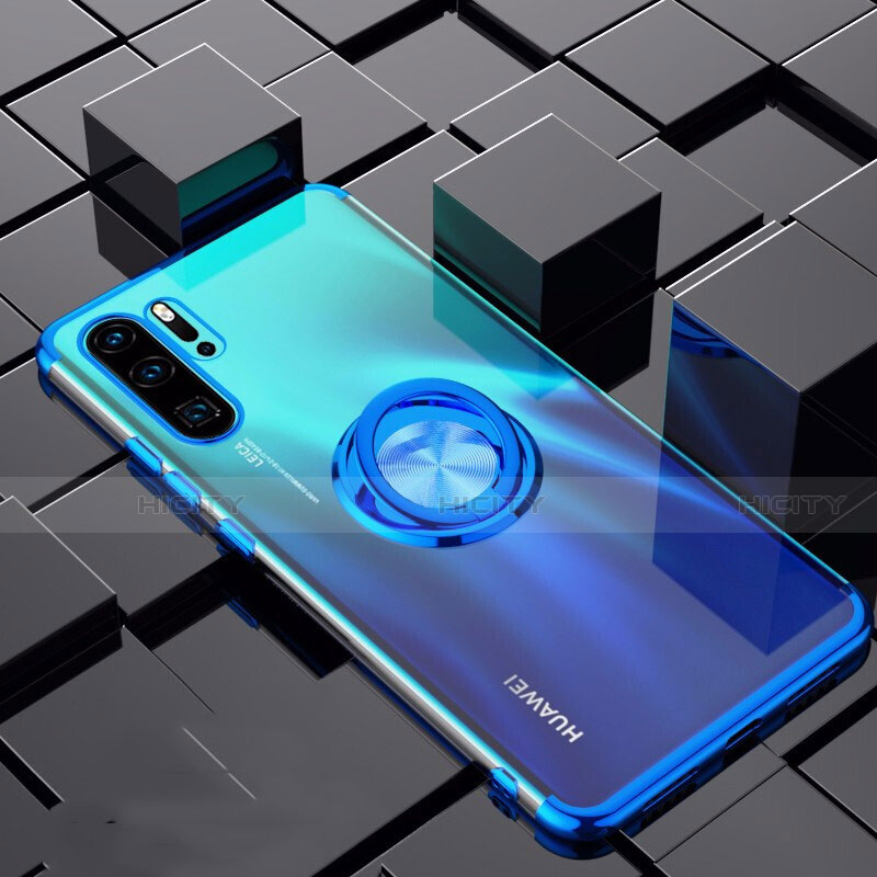 Custodia Silicone Trasparente Ultra Slim Cover Morbida con Magnetico Anello Supporto C02 per Huawei P30 Pro New Edition