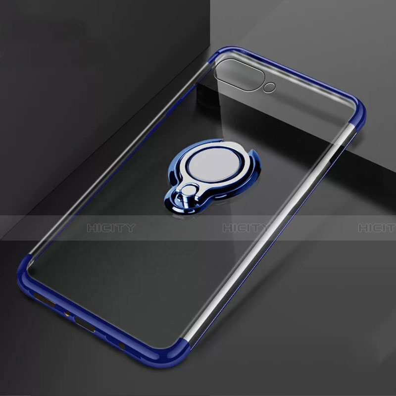 Custodia Silicone Trasparente Ultra Slim Cover Morbida con Magnetico Anello Supporto C02 per Oppo K1 Blu