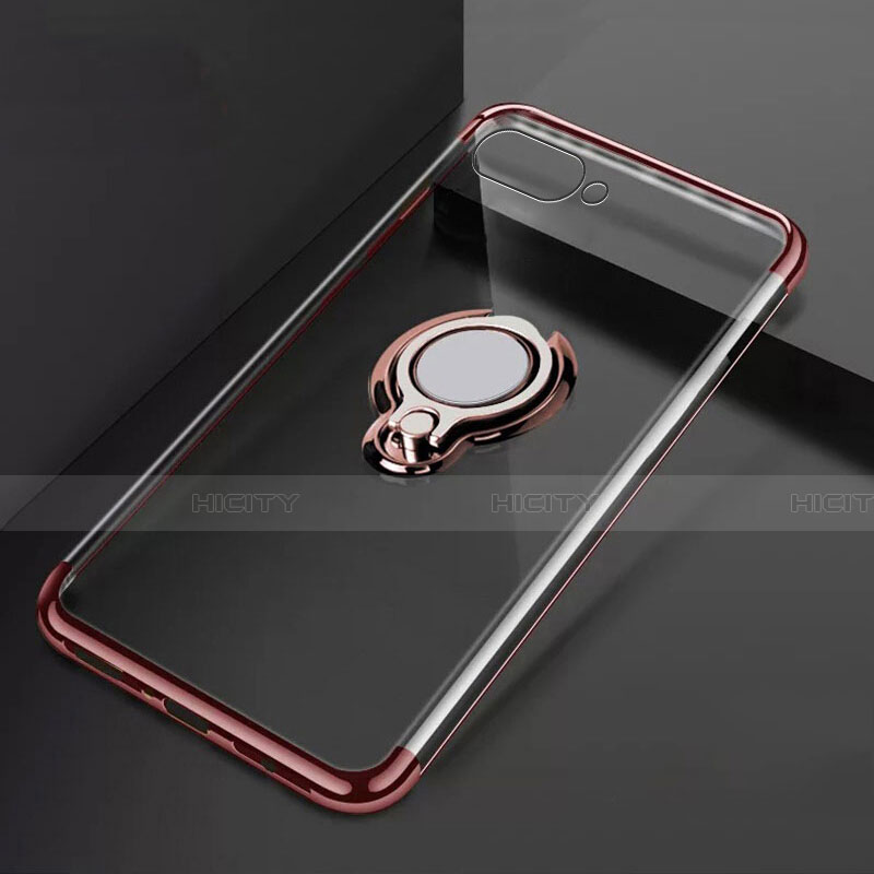 Custodia Silicone Trasparente Ultra Slim Cover Morbida con Magnetico Anello Supporto C02 per Oppo R15X Oro Rosa