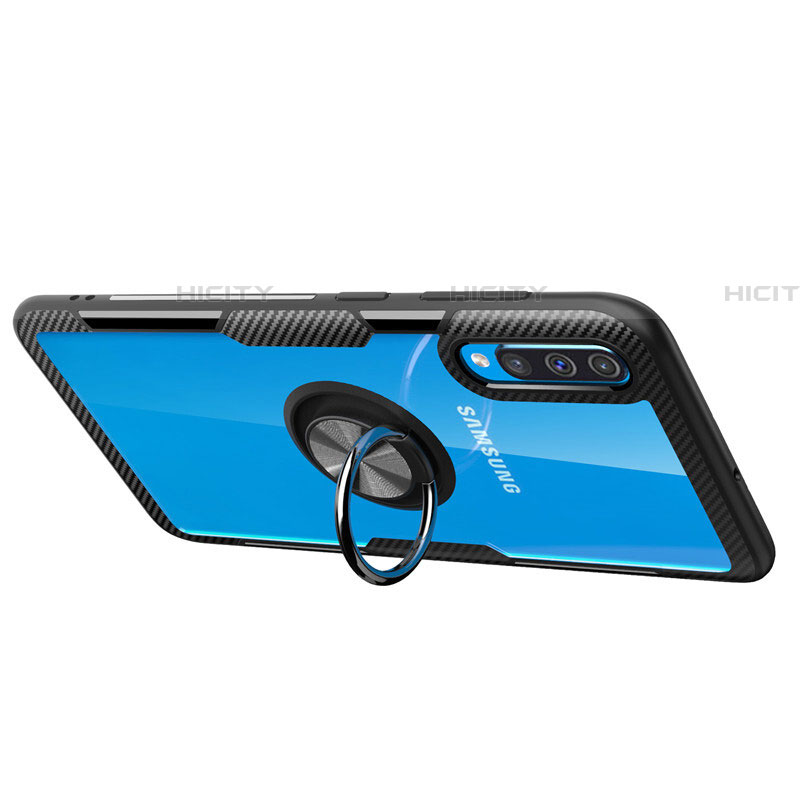 Custodia Silicone Trasparente Ultra Slim Cover Morbida con Magnetico Anello Supporto C02 per Samsung Galaxy A90 5G