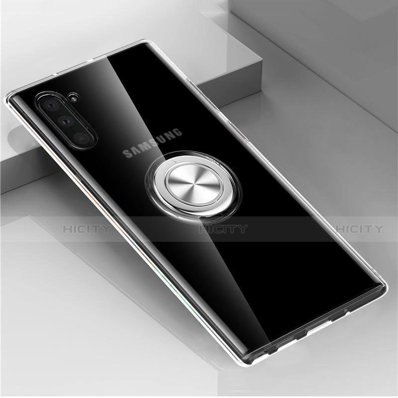 Custodia Silicone Trasparente Ultra Slim Cover Morbida con Magnetico Anello Supporto C02 per Samsung Galaxy Note 10 5G