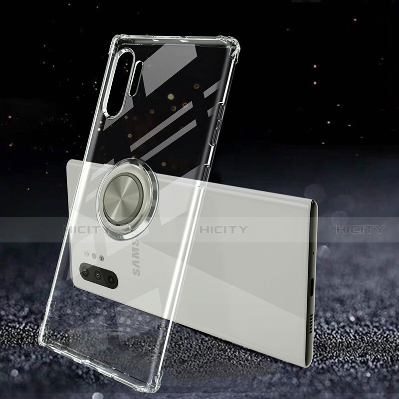 Custodia Silicone Trasparente Ultra Slim Cover Morbida con Magnetico Anello Supporto C02 per Samsung Galaxy Note 10 Plus