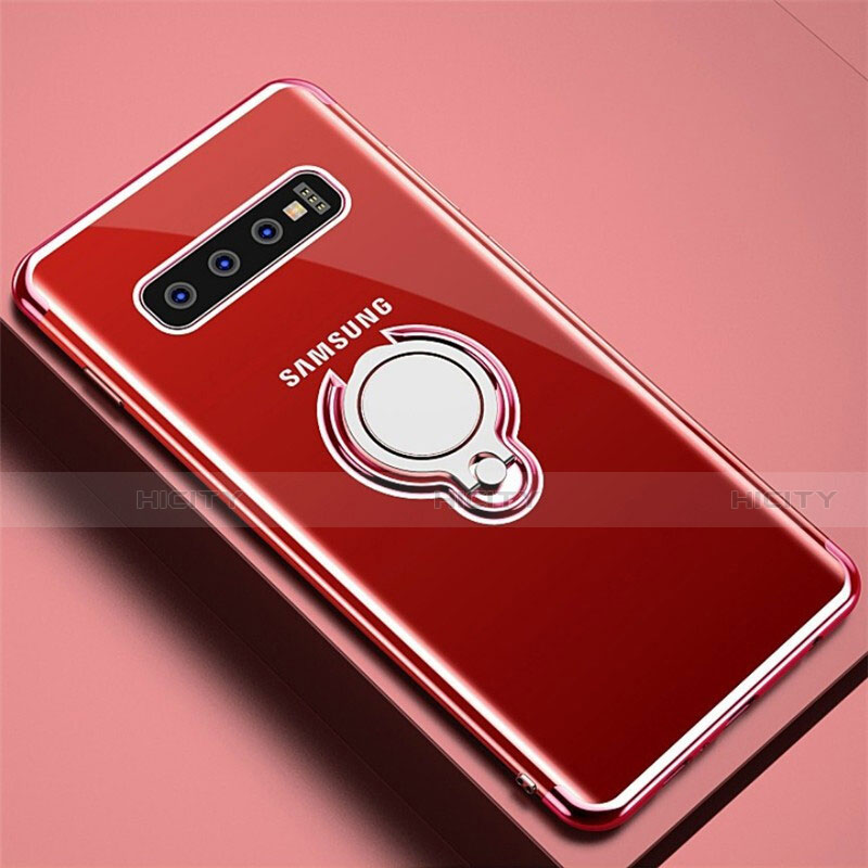 Custodia Silicone Trasparente Ultra Slim Cover Morbida con Magnetico Anello Supporto C02 per Samsung Galaxy S10 5G Oro Rosa