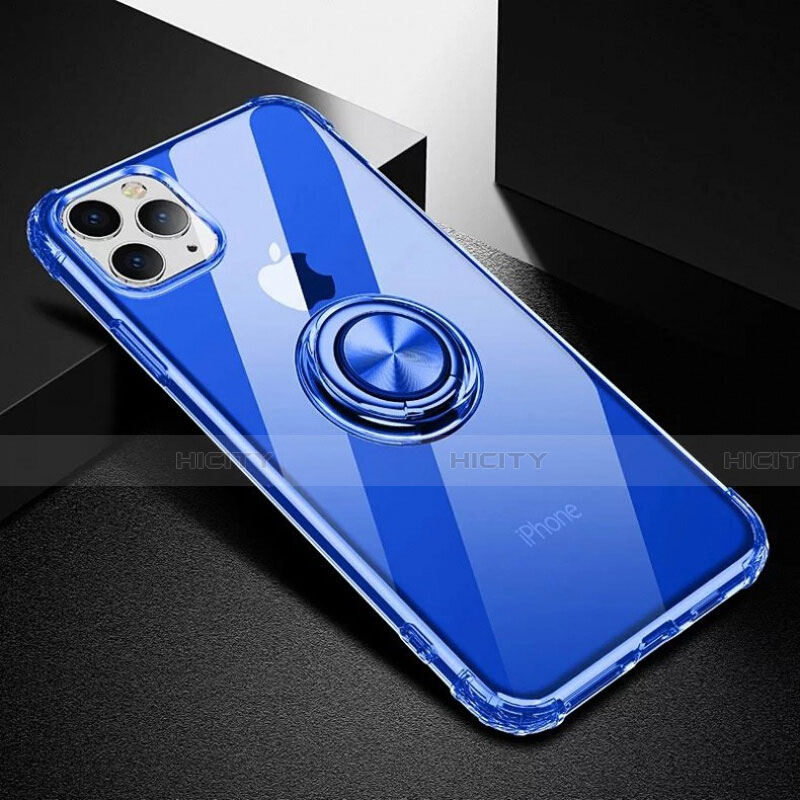 Custodia Silicone Trasparente Ultra Slim Cover Morbida con Magnetico Anello Supporto C03 per Apple iPhone 11 Pro