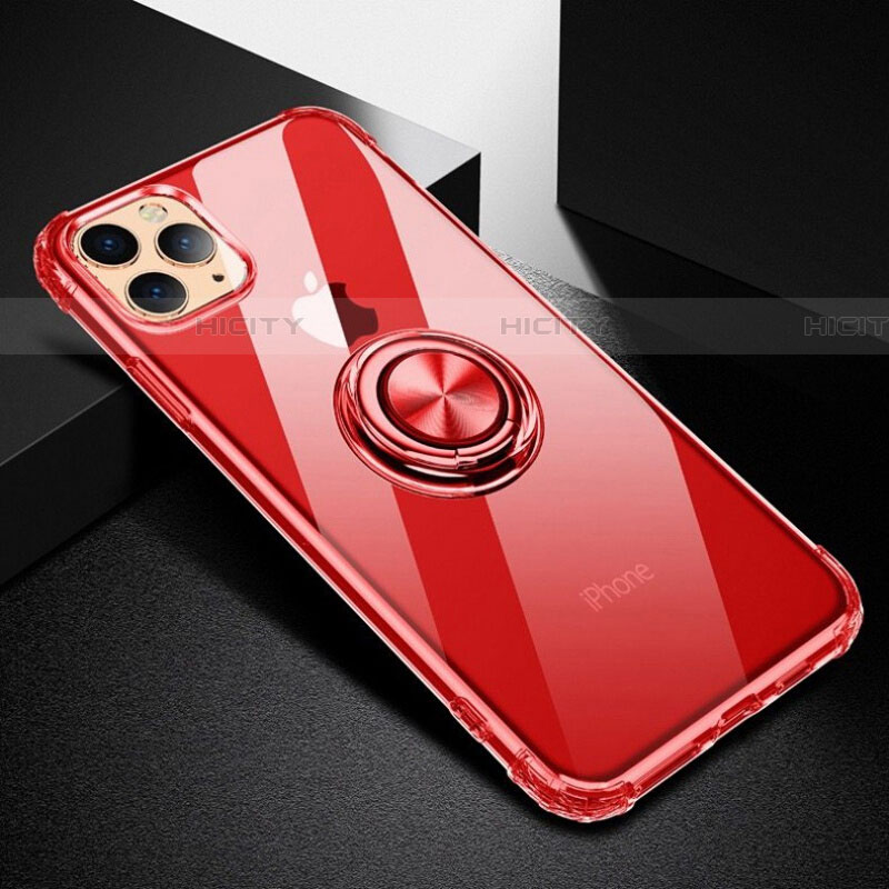 Custodia Silicone Trasparente Ultra Slim Cover Morbida con Magnetico Anello Supporto C03 per Apple iPhone 11 Pro Max