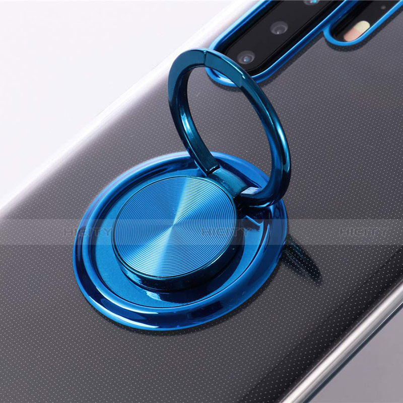 Custodia Silicone Trasparente Ultra Slim Cover Morbida con Magnetico Anello Supporto C04 per Huawei P30 Pro New Edition