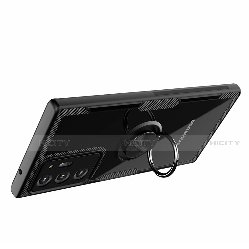 Custodia Silicone Trasparente Ultra Slim Cover Morbida con Magnetico Anello Supporto N01 per Samsung Galaxy Note 20 Ultra 5G