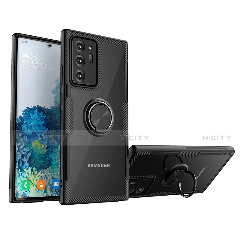 Custodia Silicone Trasparente Ultra Slim Cover Morbida con Magnetico Anello Supporto N01 per Samsung Galaxy Note 20 Ultra 5G