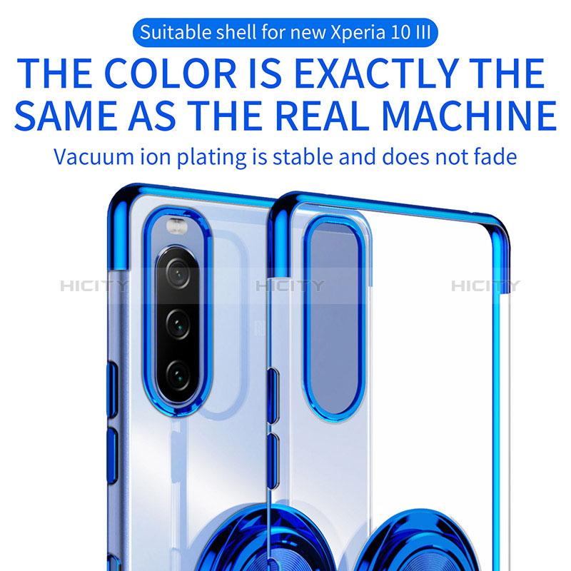 Custodia Silicone Trasparente Ultra Slim Cover Morbida con Magnetico Anello Supporto per Sony Xperia 10 III Lite