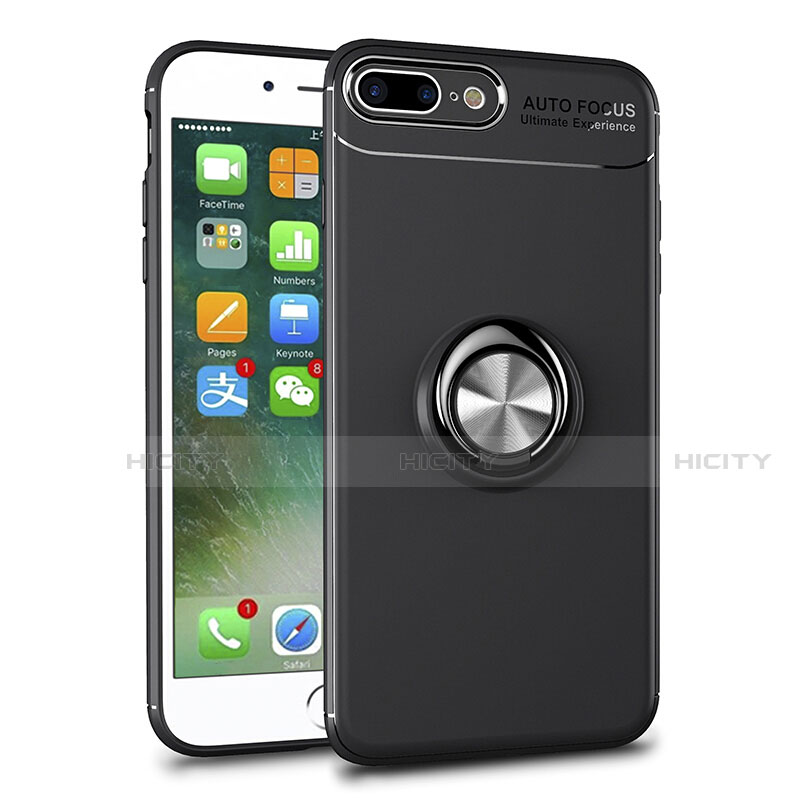 Custodia Silicone Trasparente Ultra Slim Cover Morbida con Magnetico Anello Supporto S01 per Apple iPhone 7 Plus