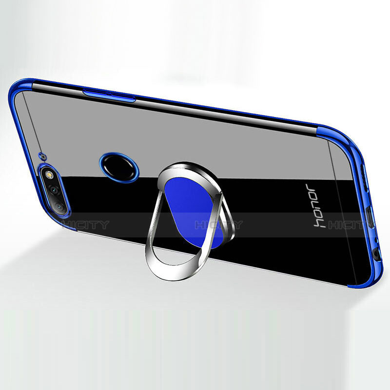 Custodia Silicone Trasparente Ultra Slim Cover Morbida con Magnetico Anello Supporto S01 per Huawei Honor 7A